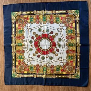 Vintage Silk Scarf Square Luxury Baroque Ornamental Style Chain Link
